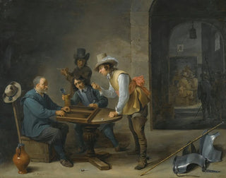 Eine Wacht-Szene mit Trictrac-Spielern im Vordergrund - David Teniers der Jüngere — Ansicht des Kunstwerks