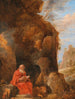 eines Gemäldes eines Landschaftsbildes mit Saint Jérôme außerhalb einer Höhle - David Teniers der Jüngere — Ansicht des Kunstwerks