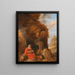 eines Gemäldes eines Landschaftsbildes mit Saint Jérôme außerhalb einer Höhle - David Teniers der Jüngere — gerahmtes Bild an der Wand