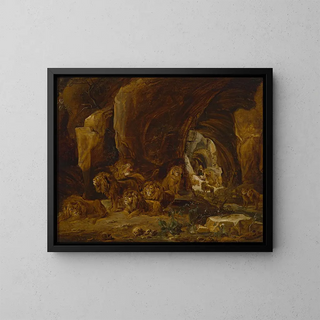 Daniel in der Löwengrube - David Teniers der Jüngere — gerahmtes Bild an der Wand