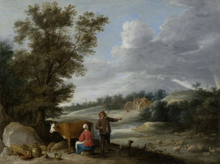 Landschaft mit der Milchfrau und dem Hirten - David Teniers der Jüngere — Ansicht des Kunstwerks