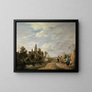 Landschaft mit Staffage-Figuren - David Teniers der Jüngere — gerahmtes Bild an der Wand