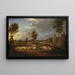 Landschaft bei Sonnenuntergang mit einem Hirten und seiner Herde - David Teniers der Jüngere — gerahmtes Bild an der Wand