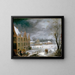 Winterlandschaft mit einem Mann, der ein Schwein tötet - David Teniers der Jüngere — gerahmtes Bild an der Wand