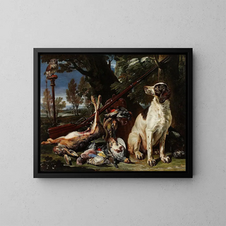 David de Coninck - Dog hunting trophies and an owl.webp