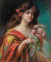 Portrait einer Dame im Nachthemd, die Rosen hält - Delphin Enjolras — Ansicht des Kunstwerks