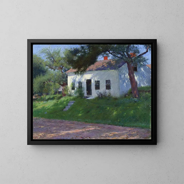 Cottage am Straßenrand - Dennis Miller Bunker — gerahmtes Bild an der Wand