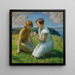 Zwei junge Mädchen mit einem Schmetterling - Harold Harvey — gerahmtes Bild an der Wand