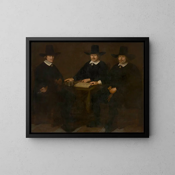 Drei Regenten des Waisenhauses der Stadt Alkmaar - Dirck Metius — gerahmtes Bild an der Wand