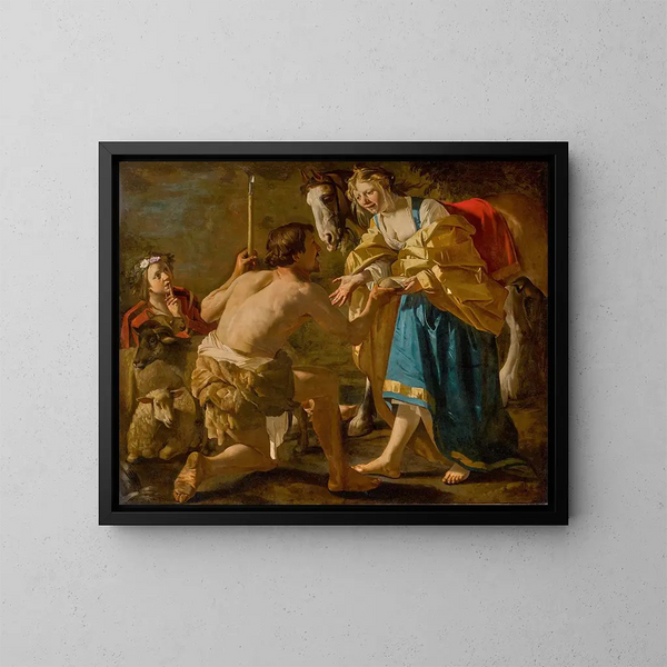 Granida und Daifilo - Dirck van Baburen — gerahmtes Bild an der Wand