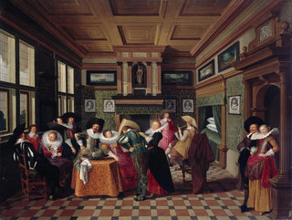 Ein Interieur mit Damen und Reitern - Dirck van Delen — Ansicht des Kunstwerks