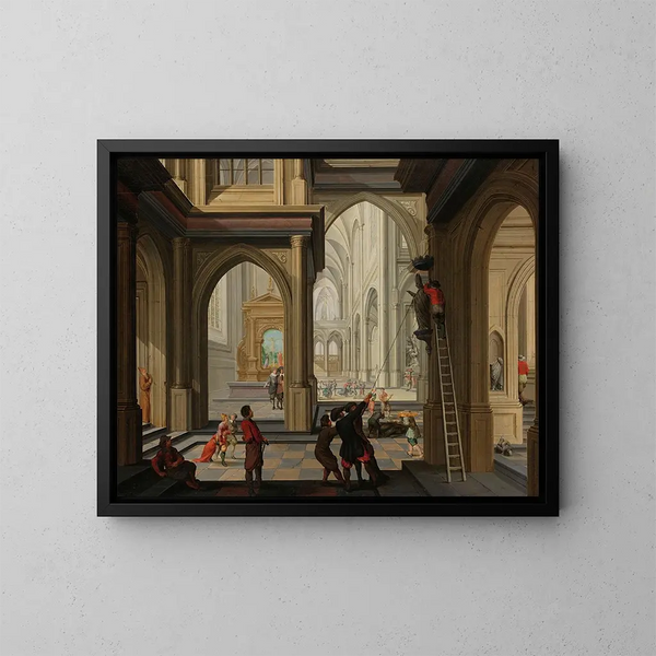 Iconoclasmus in einer Kirche - Dirck van Delen — gerahmtes Bild an der Wand
