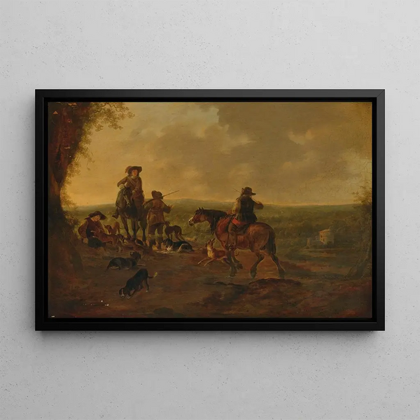 Ritter in einer Landschaft - Dirk Stoop — gerahmtes Bild an der Wand