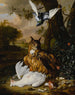 Eine Eule des Uhus mit anderen Vögeln in einer Landschaft - Dirk Valkenburg — Ansicht des Kunstwerks
