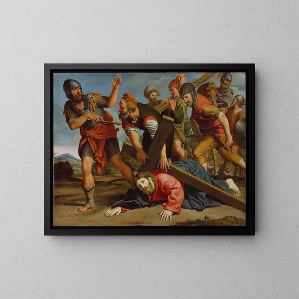 Der Weg des Kalvarienbergs - Domenichino — gerahmtes Bild an der Wand