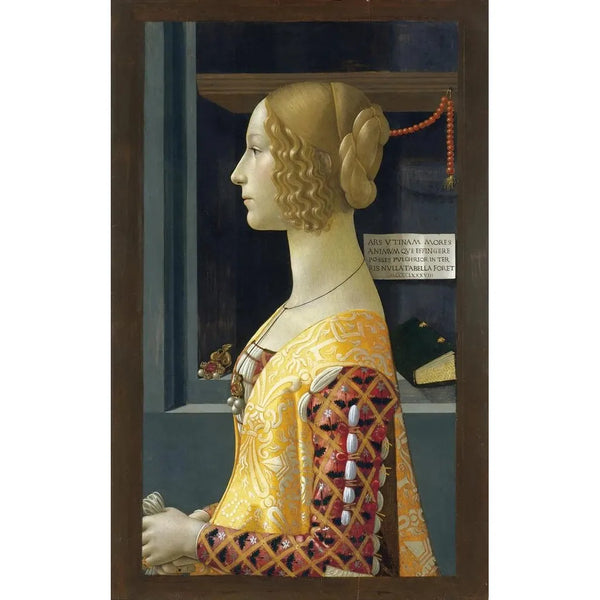 Portrait von Giovanna Tornabuoni - Domenico Ghirlandaio — gerahmtes Bild an der Wand