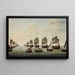 Die Flotte unter dem Kommando des Konteradmirals Charles Watson und des Commodore William James, die am 12. Februar 1756 Geriah näherte, für die letzte Schlacht mit dem Piraten Tulagee Angria - Dominic Serres — gerahmtes Bild an der Wand
