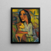 Junge Frau mit Katze - Dorothea Maetzel-Johannsen — gerahmtes Bild an der Wand