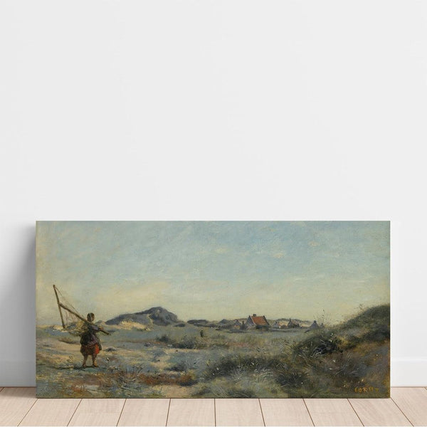 Reproduktion des Gemäldes Dunkerque Gemälde. Eine Garnelenfischerin von Jean-Baptiste-Camille Corot