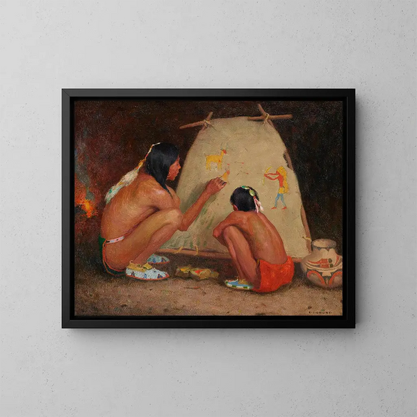 Maler indischer - Eanger Irving Couse — gerahmtes Bild an der Wand