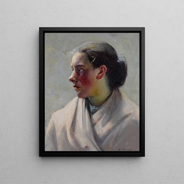 Portrait einer jungen Frau - Eanger Irving Couse — gerahmtes Bild an der Wand
