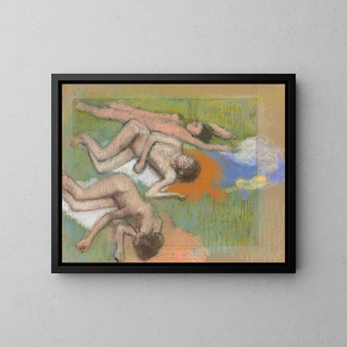 Nach dem Bad, drei nackte Frauen - Edgar Degas — gerahmtes Bild an der Wand