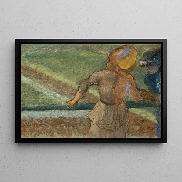Zwei Frauen im Gespräch - Edgar Degas — gerahmtes Bild an der Wand