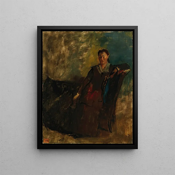 Frau sitzend auf einem Sofa - Edgar Degas — gerahmtes Bild an der Wand
