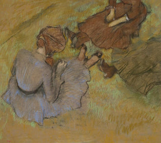 Frauen, die auf dem Gras sitzen - Edgar Degas — Ansicht des Kunstwerks