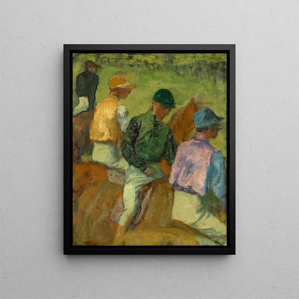 Vier Jockeys - Edgar Degas — gerahmtes Bild an der Wand