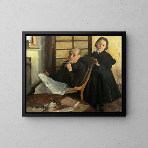 Henri Degas und seine Nichte Lucie Degas, der Onkel und die Cousine des Künstlers - Edgar Degas — gerahmtes Bild an der Wand