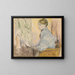 Madame Henri Rouart in einem Sessel vor einem kleinen Tisch mit einer Tanagra-Statue - Edgar Degas — gerahmtes Bild an der Wand