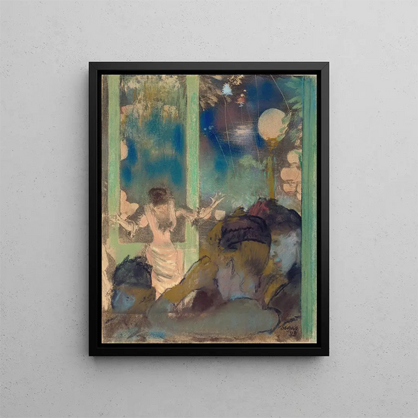 Mademoiselle Bécat im Café des Ambassadeurs - Edgar Degas — gerahmtes Bild an der Wand