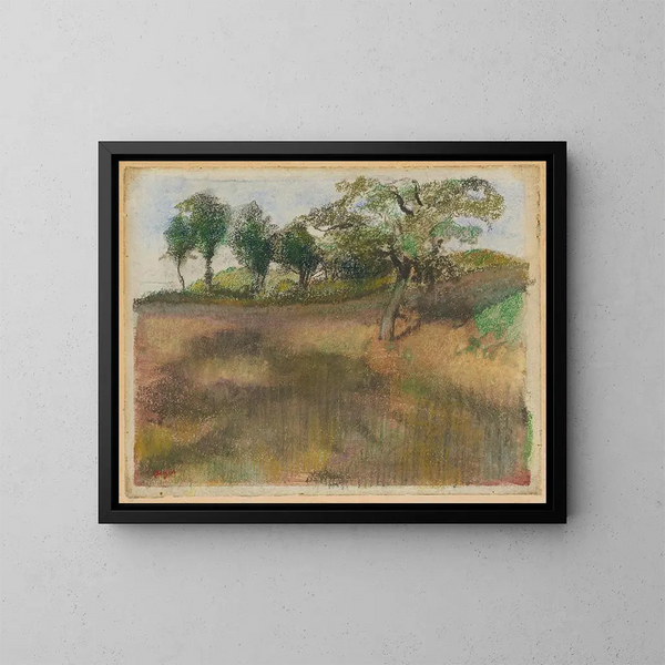 Champ labouré bordé d'arbres - Edgar Degas — gerahmtes Bild an der Wand