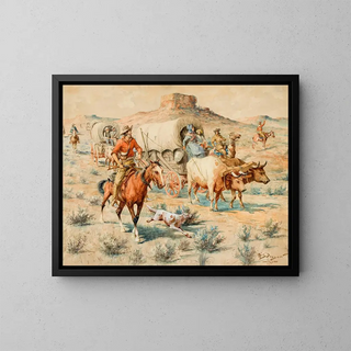 Zug ohne Titel - Edgar Samuel Paxson — gerahmtes Bild an der Wand