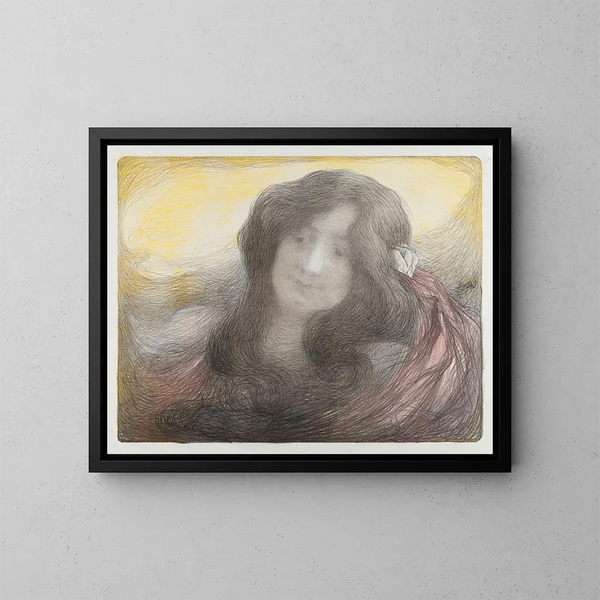 Mädchen mit langen Haaren - Edmond François Aman-Jean — gerahmtes Bild an der Wand