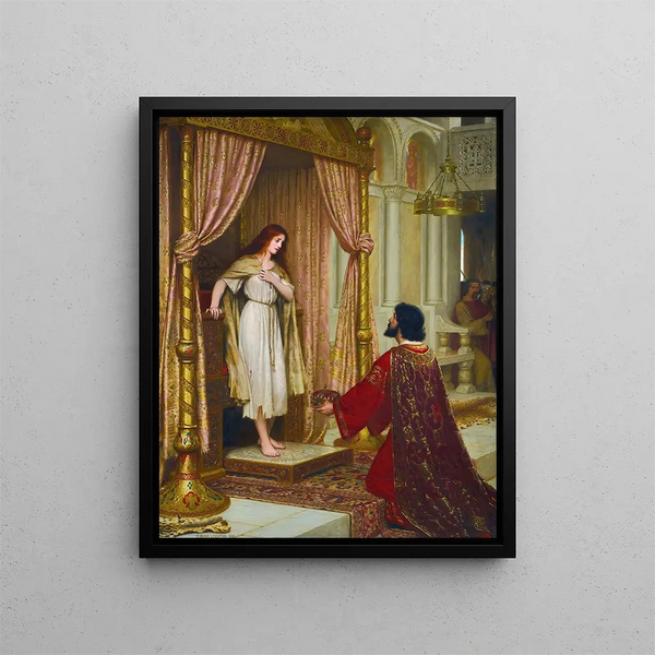 Ein König und eine Bettlerin - Edmund Blair Leighton — gerahmtes Bild an der Wand