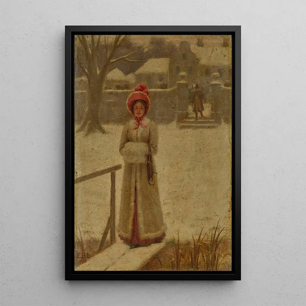 Die Winterspaziergang - Edmund Blair Leighton — gerahmtes Bild an der Wand