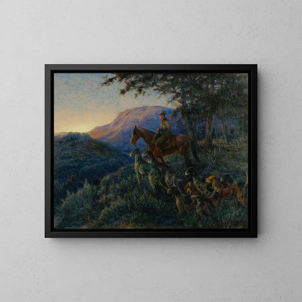 Profiter du coucher de soleil après une longue journée de chasse - Edmund Henry Osthaus — gerahmtes Bild an der Wand
