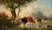 Kühe beim Grasen in der Nähe des Wassers - Edmund Mahlknecht — Ansicht des Kunstwerks
