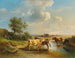 Bergère mit einer Herde Kühe am Bachufer - Edmund Mahlknecht — Ansicht des Kunstwerks