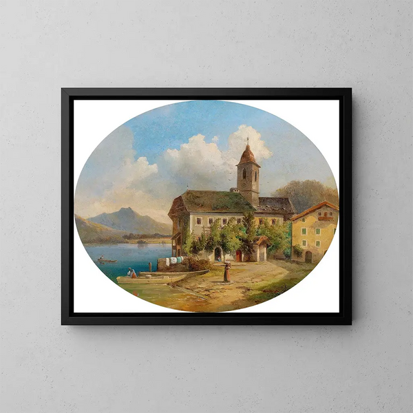 Ansicht von Sankt Wolfgang - Edmund Mahlknecht — gerahmtes Bild an der Wand