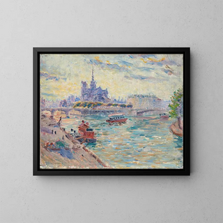 Vue de Paris, Notre-Dame - Édouard-Jean Dambourgez — gerahmtes Bild an der Wand