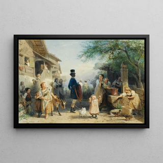 Edouard Girardet - Lively village scene.webp