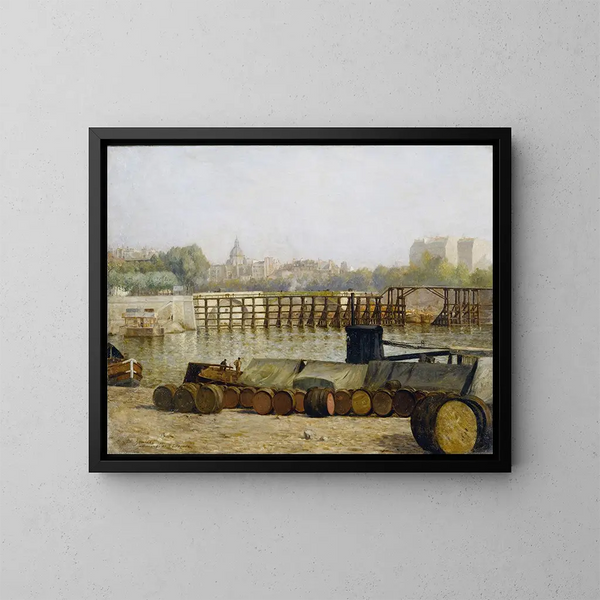 Ansicht des Pier der Insel Saint-Louis, Morgenszene - Édouard Zawiski — gerahmtes Bild an der Wand