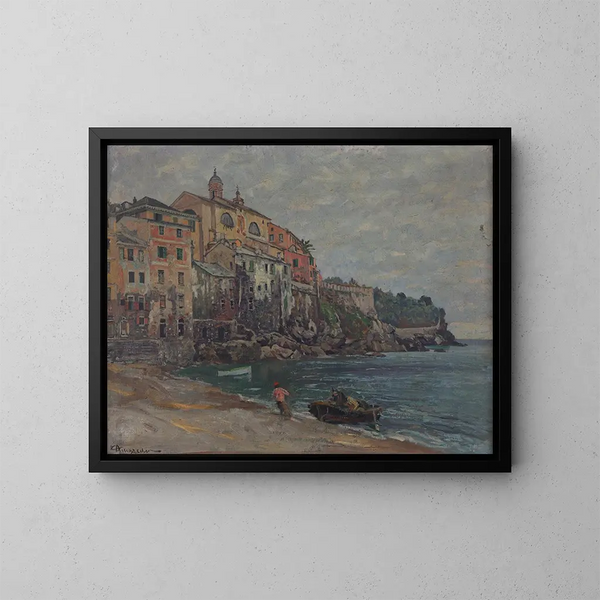 Stadt italienisch am Meer - Eduard Ameseder — gerahmtes Bild an der Wand