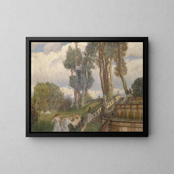Kinder spielend - Eduard Ameseder — gerahmtes Bild an der Wand