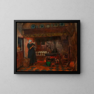Holländisches Küchentableau - Eduard Charlemont — gerahmtes Bild an der Wand