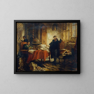 Copernic, das die Bahnen der Himmelskörper zeichnet - Eduard Ender — gerahmtes Bild an der Wand