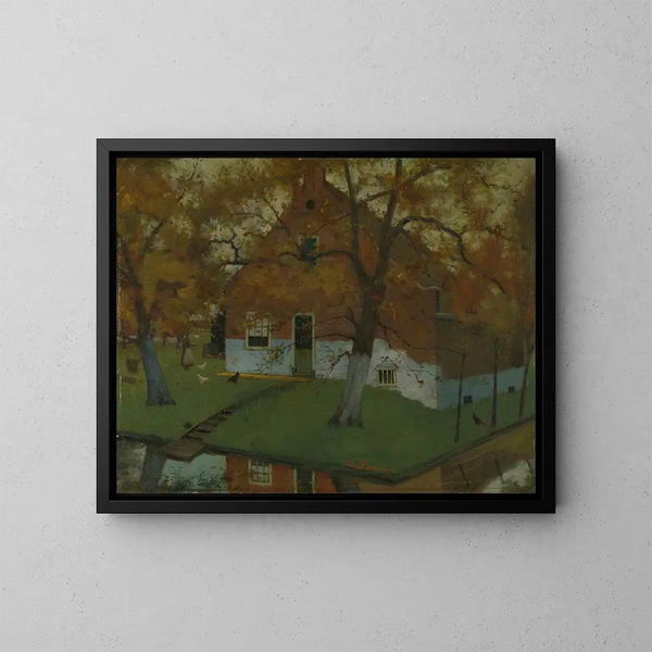 "Ferme dans la province de Hollande du Nord" von Eduard Karsen — gerahmtes Bild an der Wand